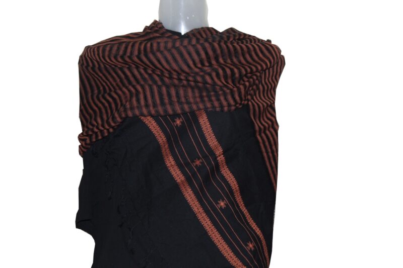 Black Handwoven Woman Stole | Women Scarves for Winter